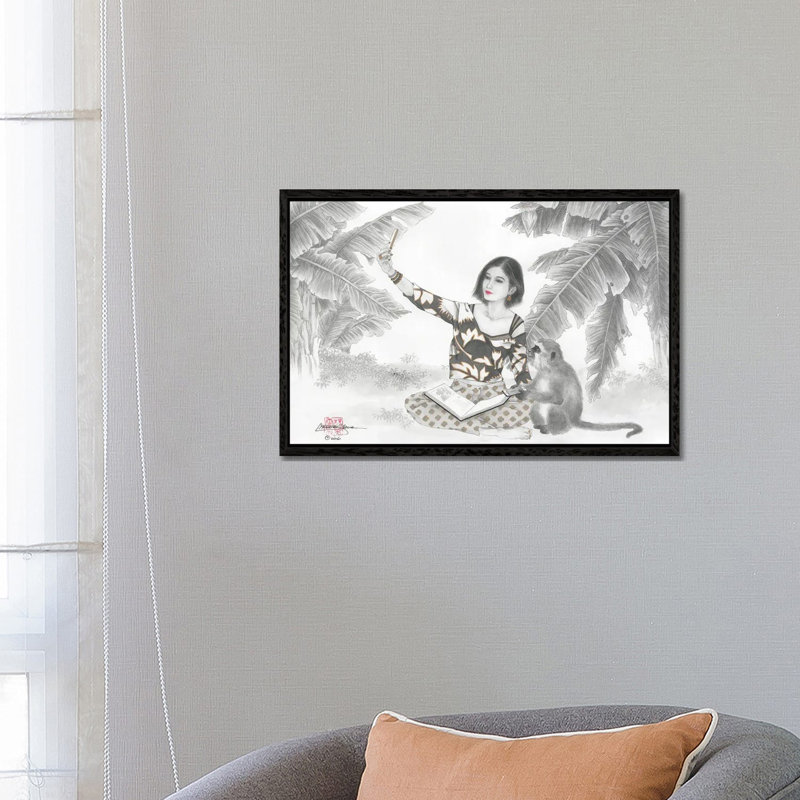 Monkey BFF - Painting on Canvas, Black Framed, 66.04 cm H x 45.72 cm W