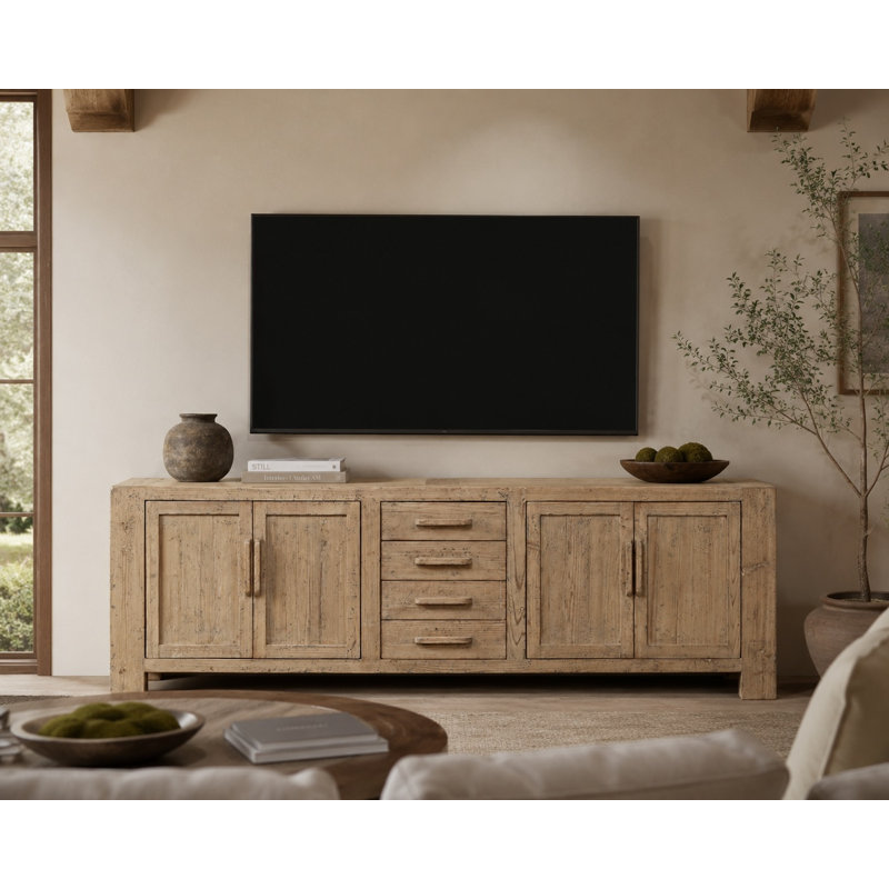 Approx. 94 Inches Wide Four Drawers Media Cabinet Weathered Gray