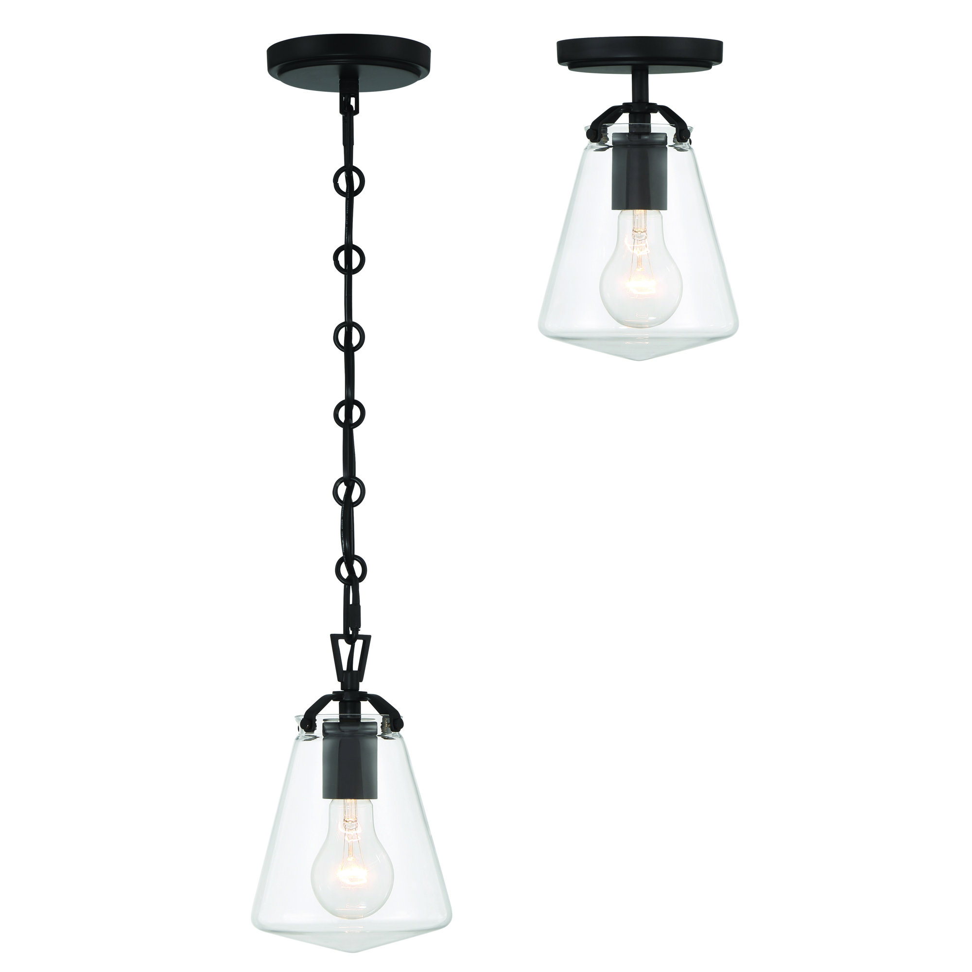 Blair Single Light Glass Dimmable Pendant, Matte Black