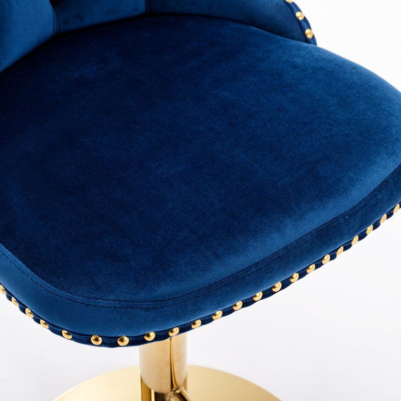 Tabourets de bar modernes en velours bleu, de 2 - siège réglable de 25 à 33 pouces, dossier pour îlot de cuisine de pub et maison, style, confort en pouces