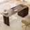 Bureau rectangulaire à 3 tiroirs en bois manufacturé brun noisette + brun