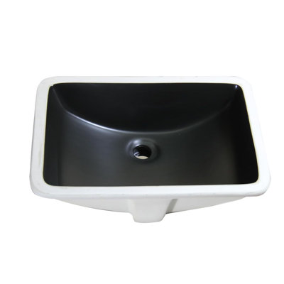 Lavabo de salle de bain rectangulaire encastré YINGZE, lavabo de meuble-lavabo sous le comptoir en céramique noire 21 po, meuble-lavabo moderne sous le comptoir pour meuble-lavabo de salle de bain