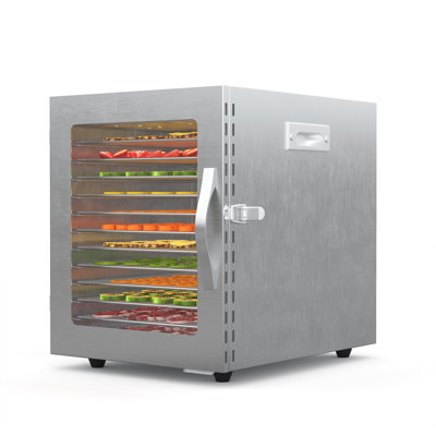 12-Tray 304 Stainless Steel Food Dehydrator, 820W Meat & Fruit Dryer with 24H Timer & 85-160°F Temp Control for Jerky & Dog Treats