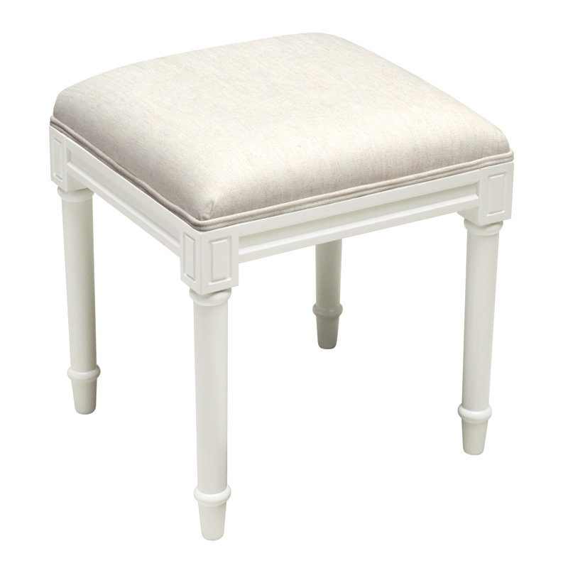 Solid Wood Accent Stool, White