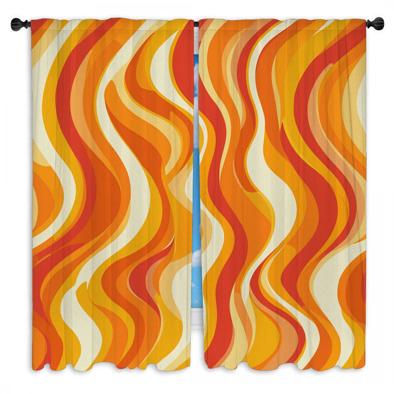 Rideaux de fenêtre abstraits à vagues abstraites - 2 panneaux, L 20 po x L 61 po