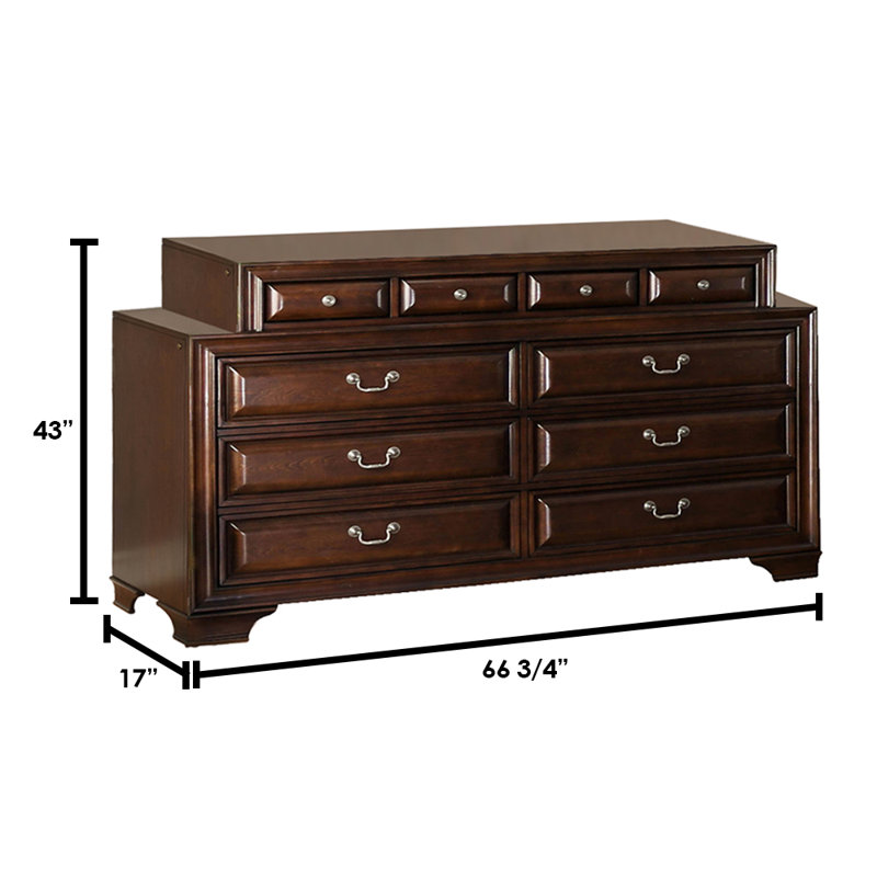 Commode double à 10 tiroirs l 41,5 po Benge, Cerisier
