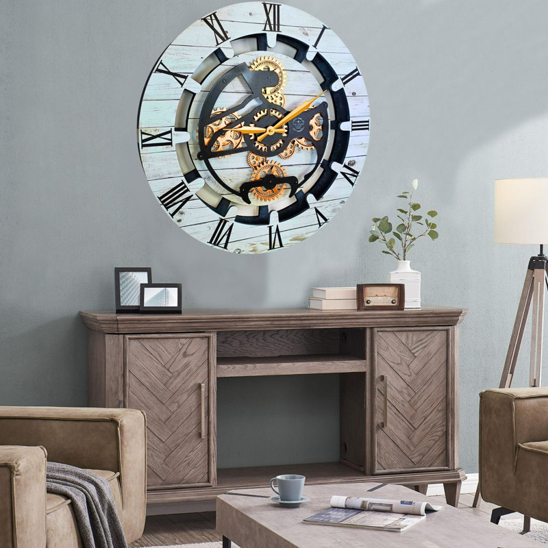 Solid Wood Wall Clock, White Farmhouse