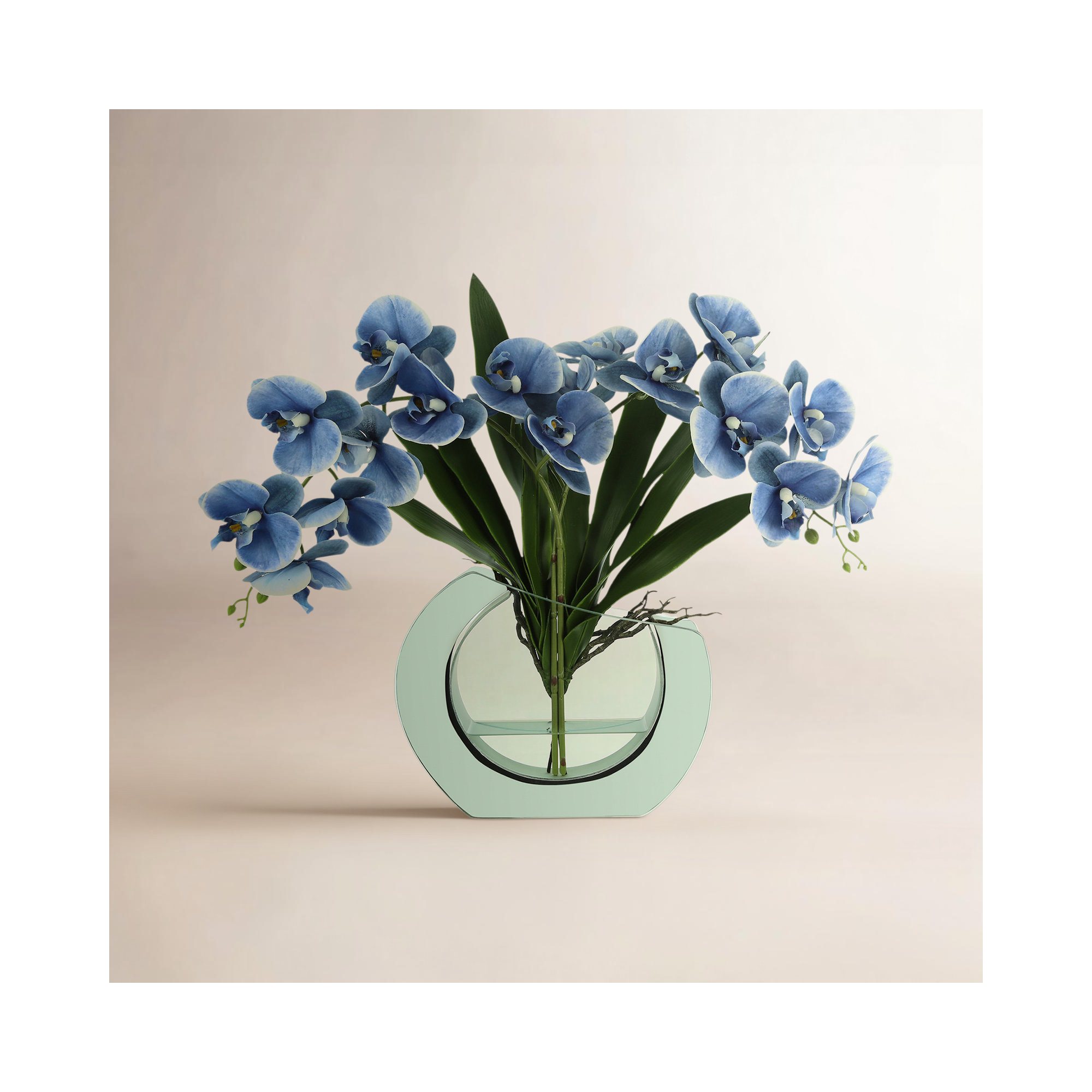 Orchid Floral Arrangement in Vase, Blue