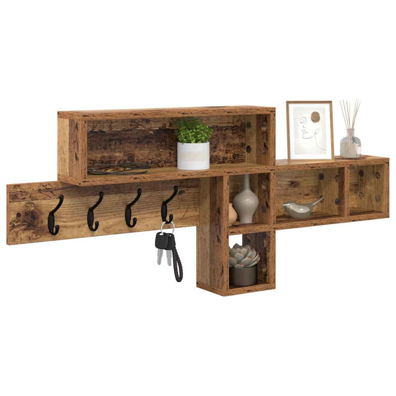 Wall-Mounted Coat Rack 100 X 12 X 43.5 Cm Engineered Wood, Old Wood