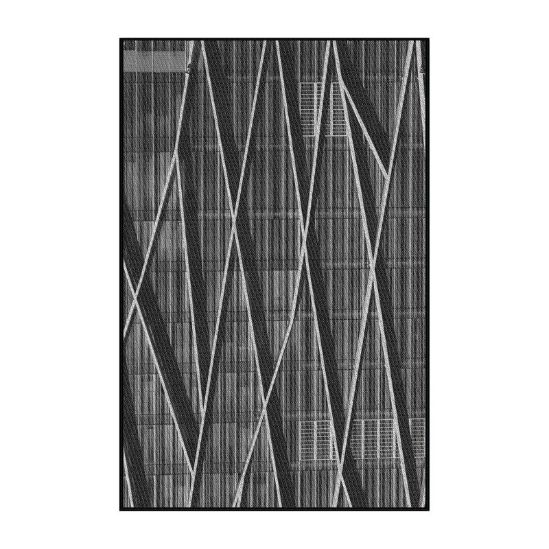 Tapis géométrique gris, Rectangle 5 pi x 7 pi