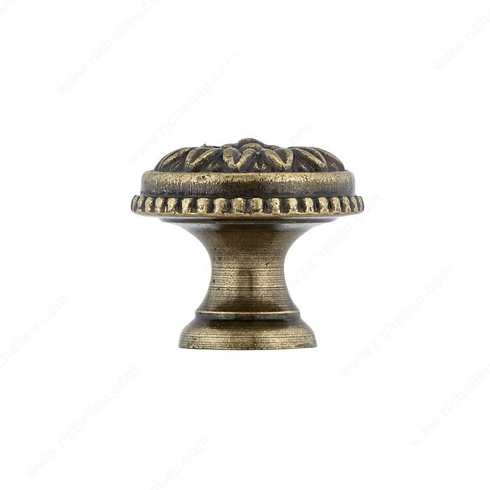 Poignée ronde Louis XV, H 1 po x L 0,9387 po x l 0,9387 po, Antique English