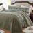 3-Piece Queen Size Quilt Set - Lightweight Microfiber Bedspread & 2 Pillow Shams, Olive Green Aztec Boho Pattern, Oversized 90x98 Inches, All-Season Bed Cover-122570587-122570586