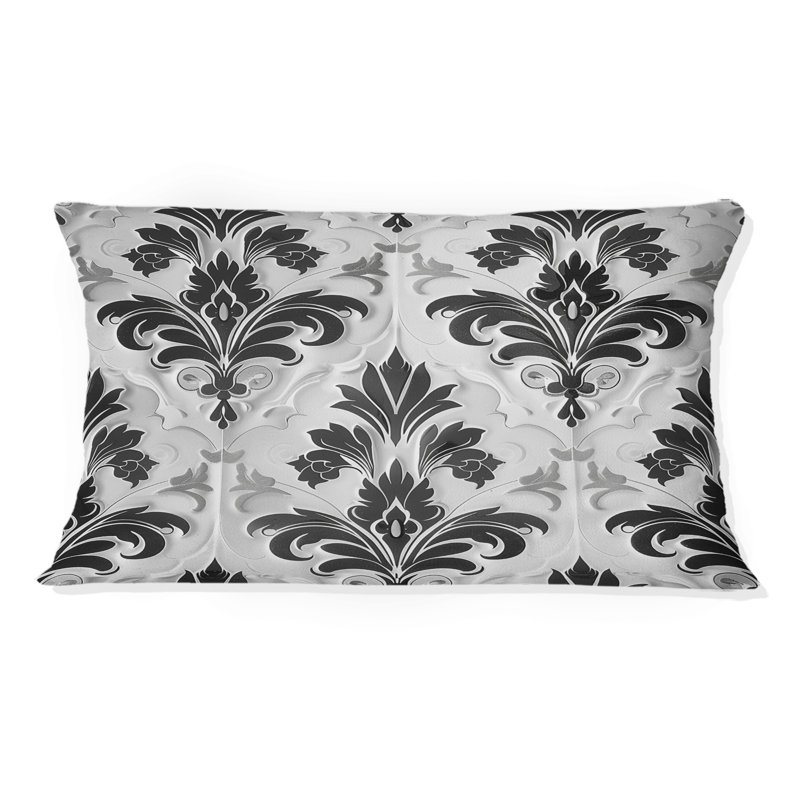 Coussin lombaire transitionnel noir et blanc damassé Glamour IV