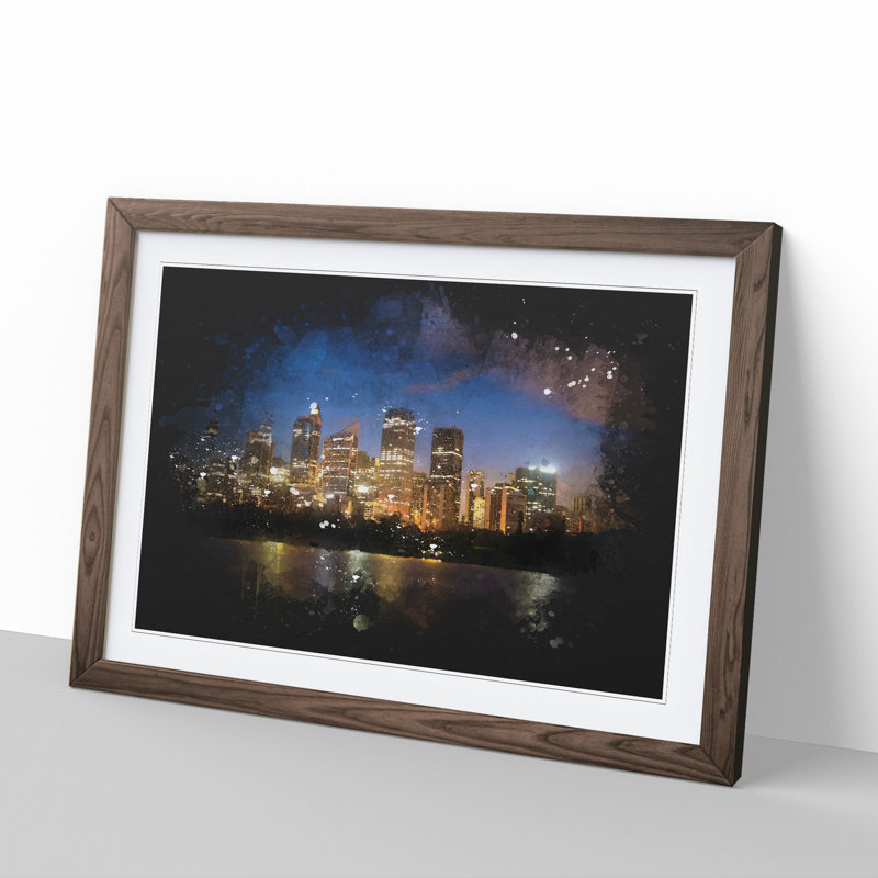 Sydney Skyline Vol.2 - Picture Frame Painting, 65cm H x 90cm W x 2cm D, Walnut Framed