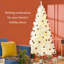 Sapin de Noël artificiel 7,5 pi avec branches réalistes, 500 lumières DEL blanc chaud et 1346 pointes, blanc