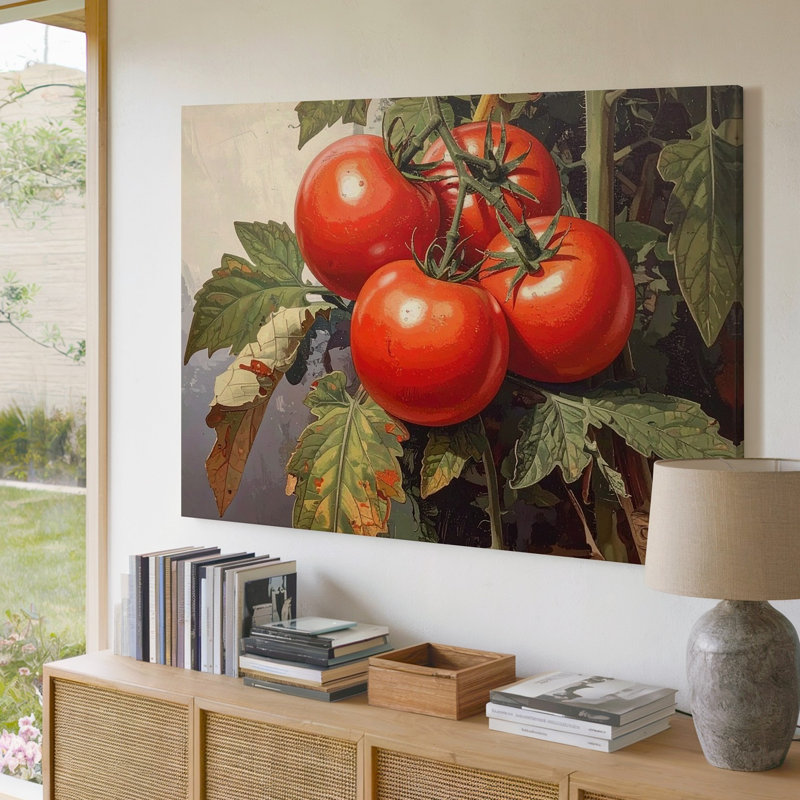 «Heirloom Tomato Botanical Canvasrealistic Garden Harvest», art mural, H 9 po x l 12 po
