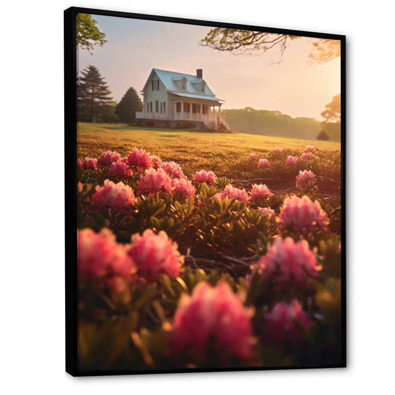 Rhododendron «Blooms at Farm VI» sur toile, H 44 po x l 34 po x P 1,5 po, Cadre flottant noir