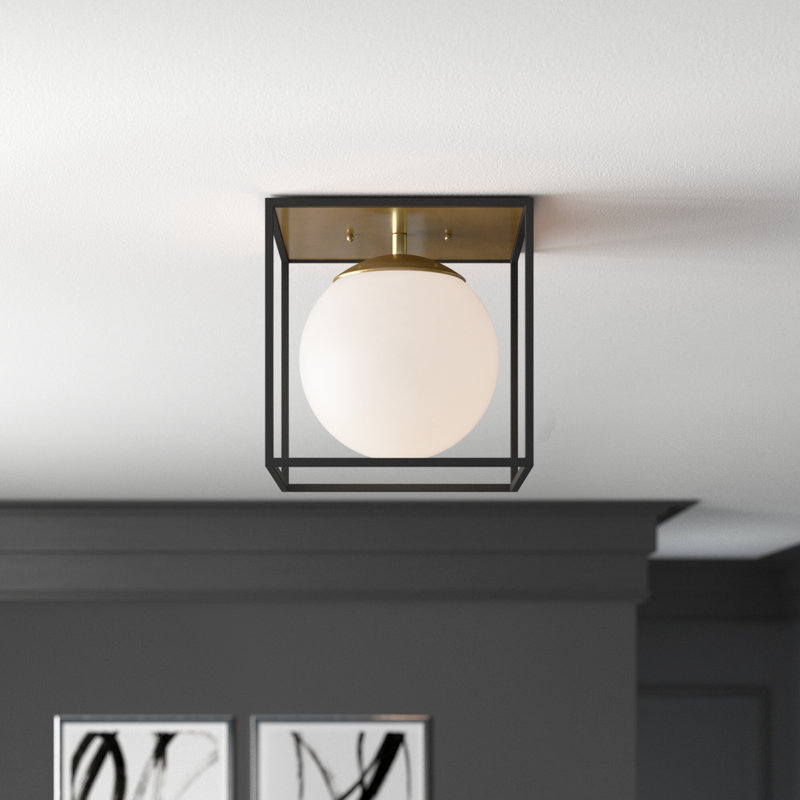 Aira 1 Light Flush Mount, Aged Brass, 14" H x 14" W x 14" D