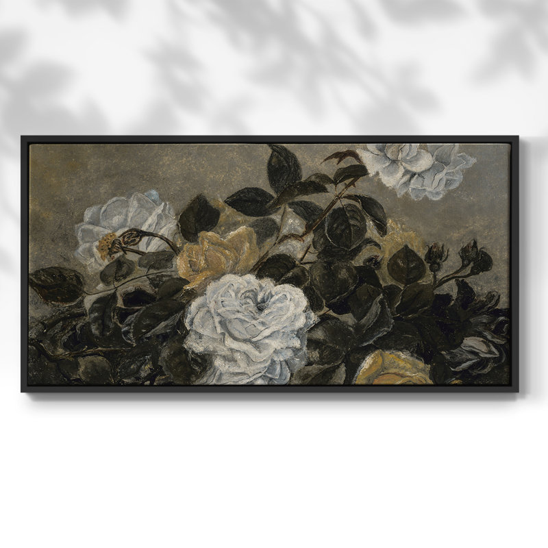 Botanical Series-CDIX- Toile tendue avec châssis tendue, prête à être accrochée, H 21 po x l 41 po, Noir
