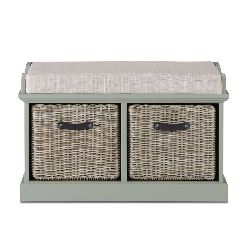 Anise Upholstered Storage Bench, Sage Green/Brown
