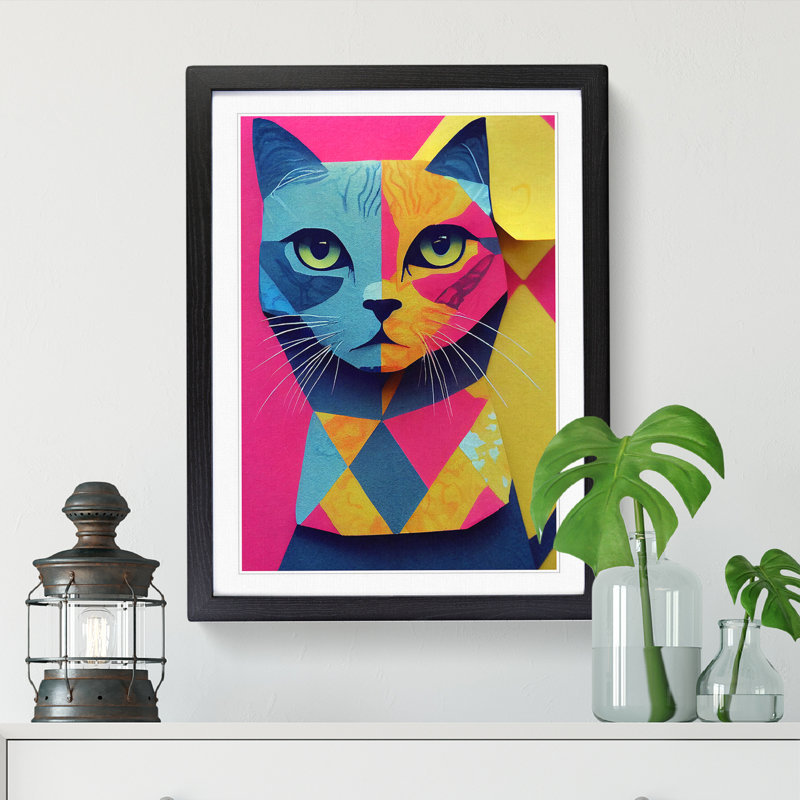 Cat Art Scrapbooking - Picture Frame Print, Black Framed, 64cm H x 46cm W
