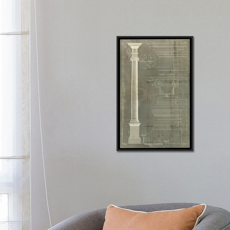 « column blueprint ii », impression sur toile, H 26 po x l 18 po x P 1,5 po, Toile avec cadre noir, Pas de tapis