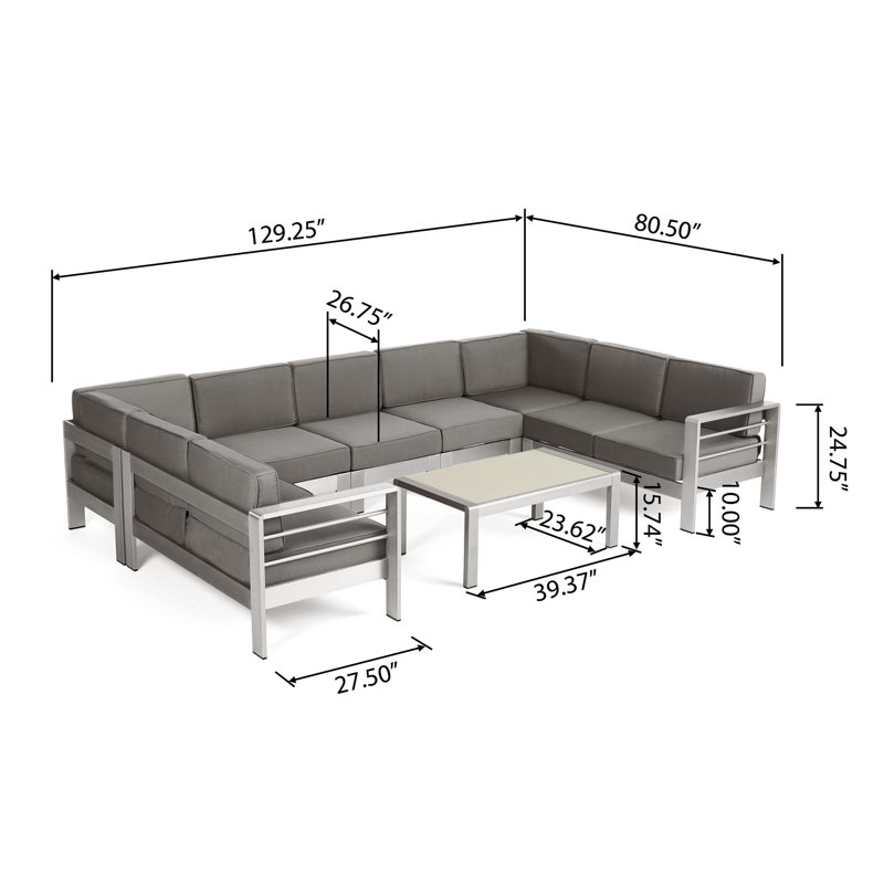 Caggiano 9 - Person Patio Conversation Set with Cushions
