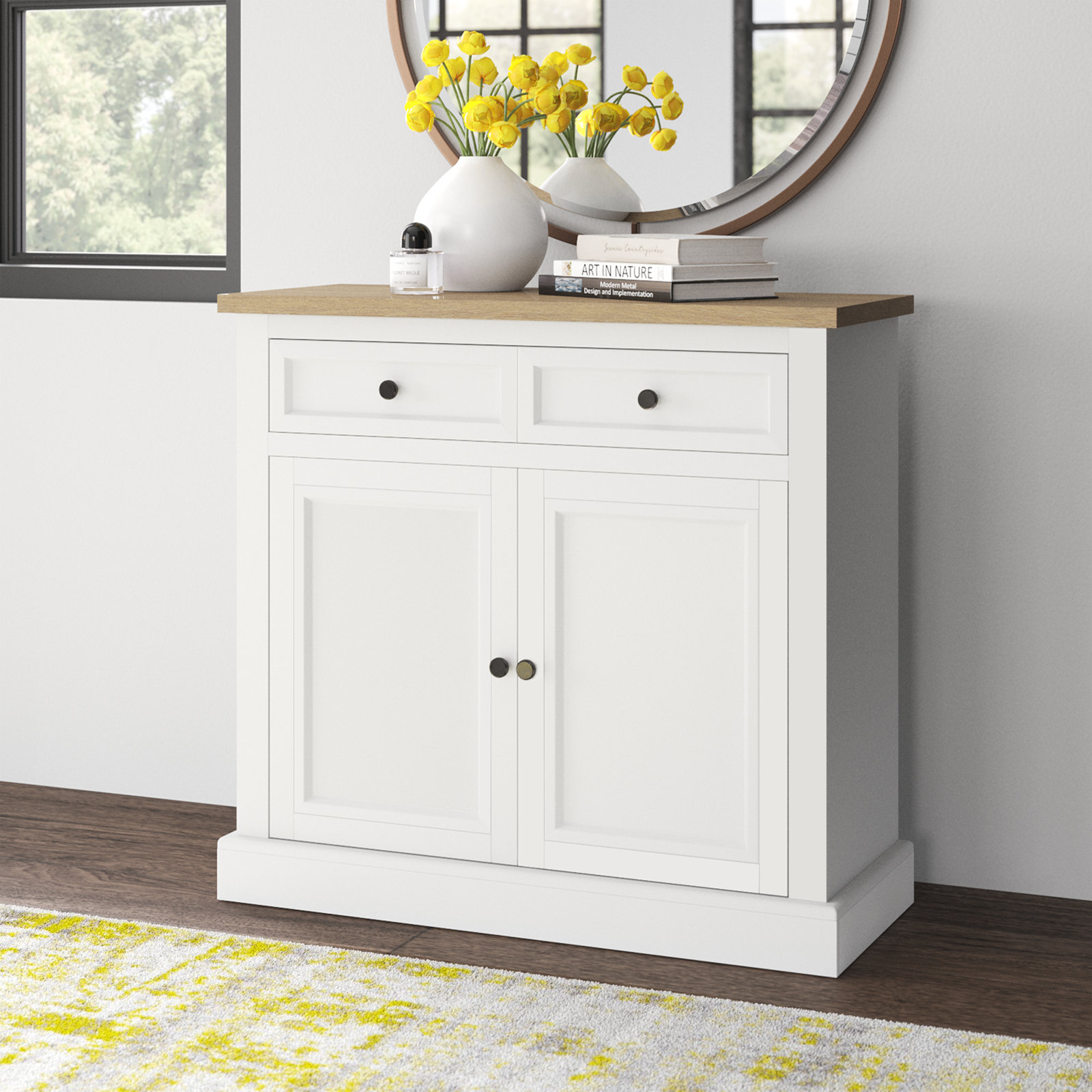 Lark Manor Ailynn - Drawer 2 - Door Accent Cabinet, White/Black & Reviews