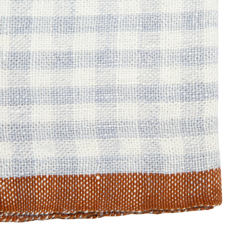 Gingham Linen Square Napkins, Natural with Dijon Trim