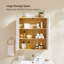 Armoire de salle de bain murale avec panneau de porte cannelé et tablette réglable, chêne naturel et blanc, 2 pièces-133139231