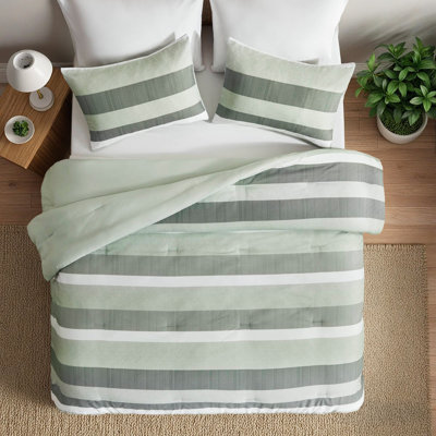 Premium 3-piece Bedding Set, King/cal King, Soft Striped Design, Sage Polyester