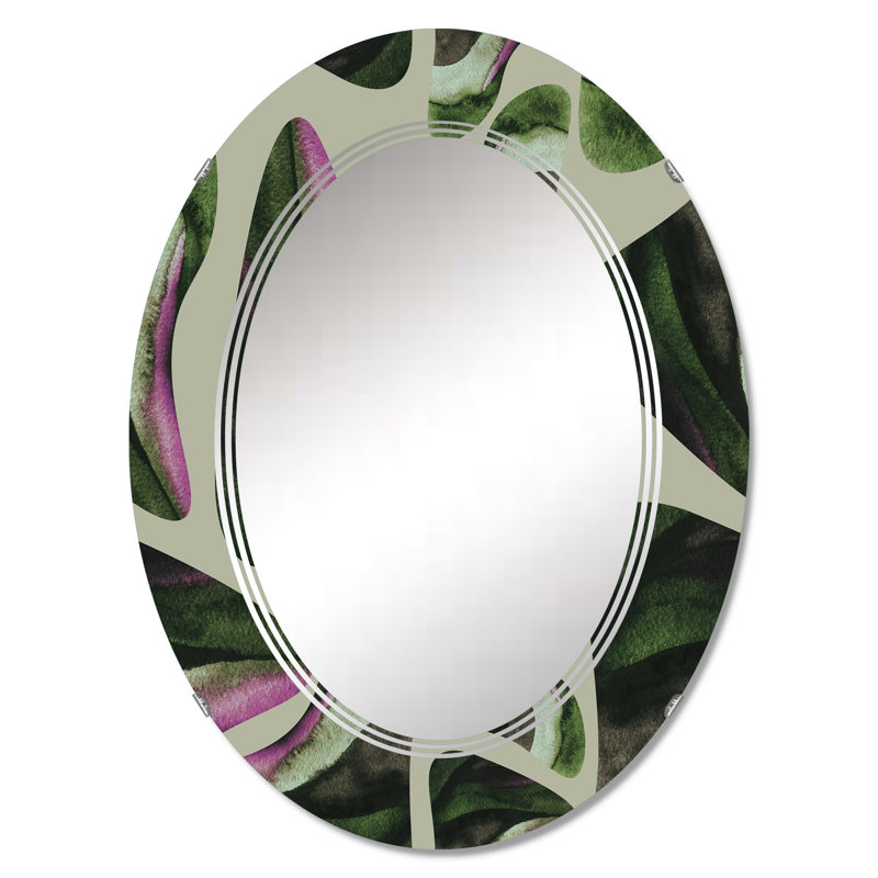 Abstrait éléments vert foncé I - miroir mural moderne, 30 po x 20 po