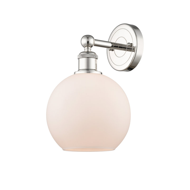 Ellington Steel Armed Sconce, Matte White, Polished Nickel