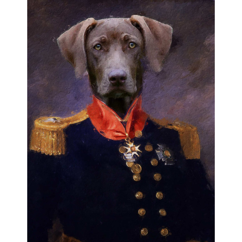 Weimaraner Dog Period Dress Collection - Art Prints, 39.4cm H x 29.5cm W x 0.07cm D, Metal