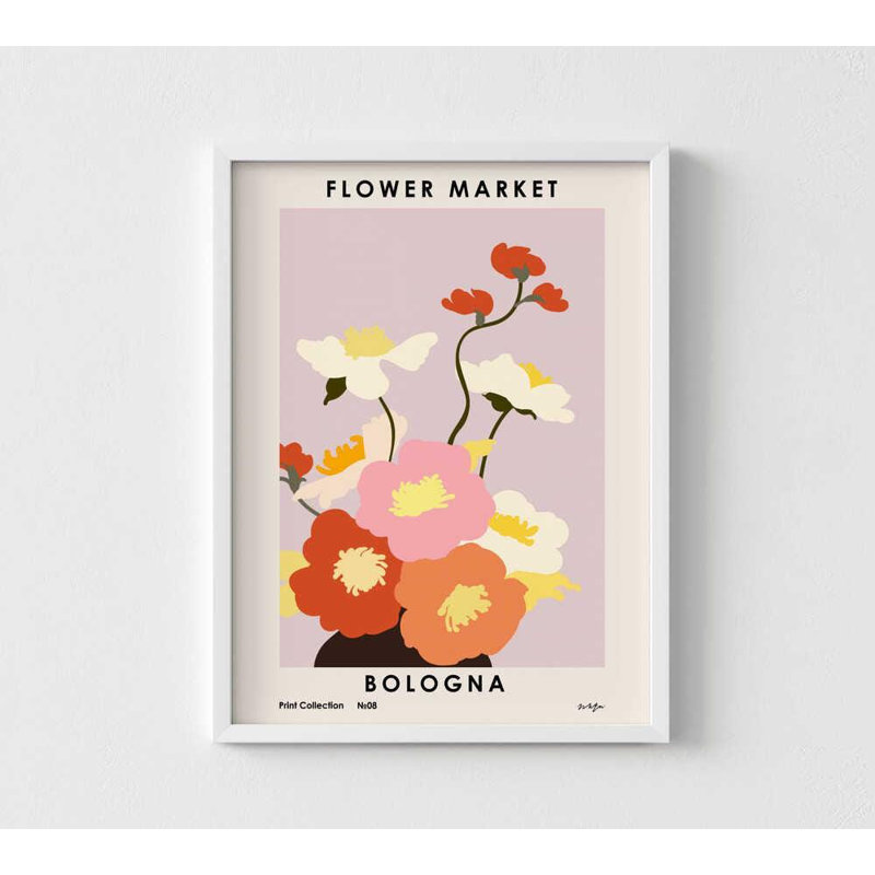 «Flower Market», reproduction d'art floral moderne, H 32 po x l 24 po, Impression encadrée sans passe-partout, Blanc