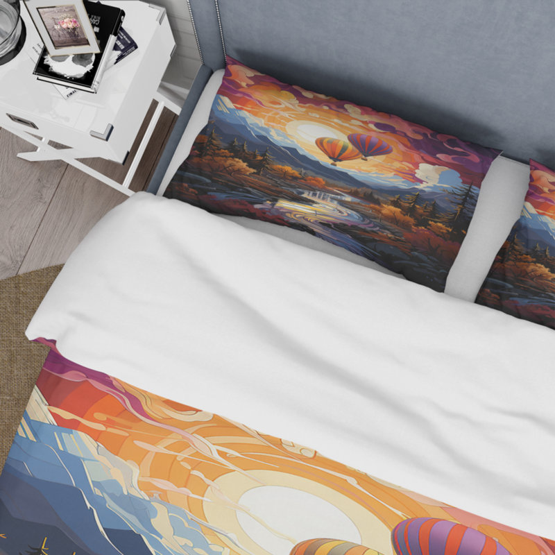 Ensemble de housse de couette en microfibre / polyester orange Hot Air Ballon Collage II Bedding