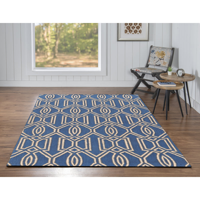 Equelle Handmade Rug Blue And Ivory, Rectangle 5' x 7'