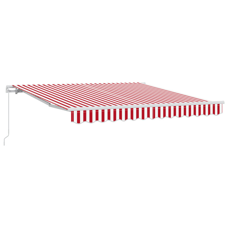 Brayden Studio Retractable Patio Awning, 300 cm W x 250 cm D, Red/White Striped