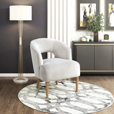 Chaise décorative - Velours gris moelleux de style unique, pieds en bois massif, idéal pour les patios extérieurs, meubles de salon de style contemporain, 1 pièce