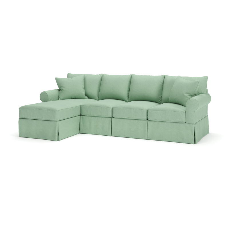 Amari Slipcovered Sectional with Sleeper Sofa, Bayou Spray Canvas, Left Hand Facing