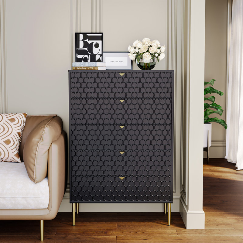 Commode à 5 tiroirs l 31,5 po Lucricia, Noir