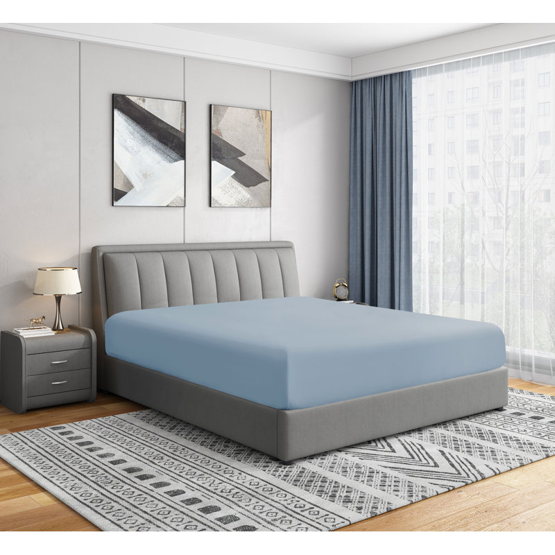 Blue Fog Double Brushed Microfiber Full Fitted Sheet