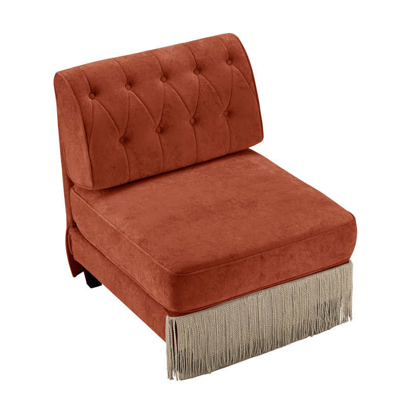 Canapé sans accoudoirs en velours rouge brun