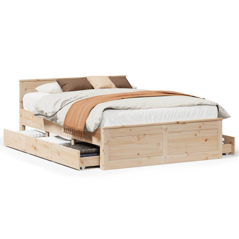 Heinle Solid Wood Storage Bed, Brown, Kingsize (5')