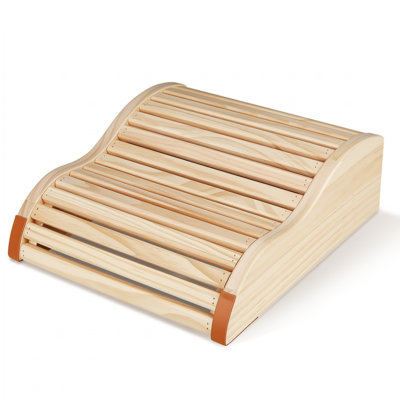 Premium Ergonomic Wooden Sauna Headrest - Curved Slatted Neck Support for Spa & Bath Relaxation