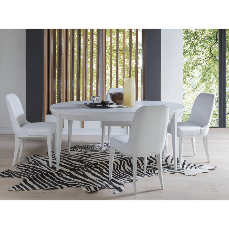 Oval White Mahogany Extendable Dining Table