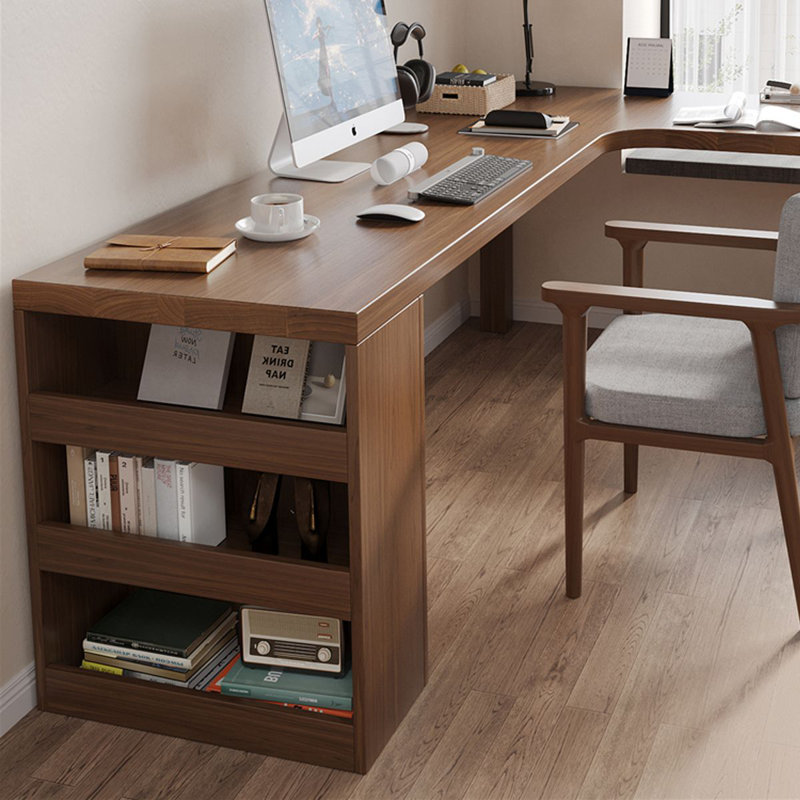 Bureaux rectangulaires en bois massif brun clair, Retour à droite, H 29,53 po x l 70,87 po x P 47,24 po