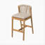 Ensemble de 2 tabourets de bar en bois de teck avec coussin beige Louie