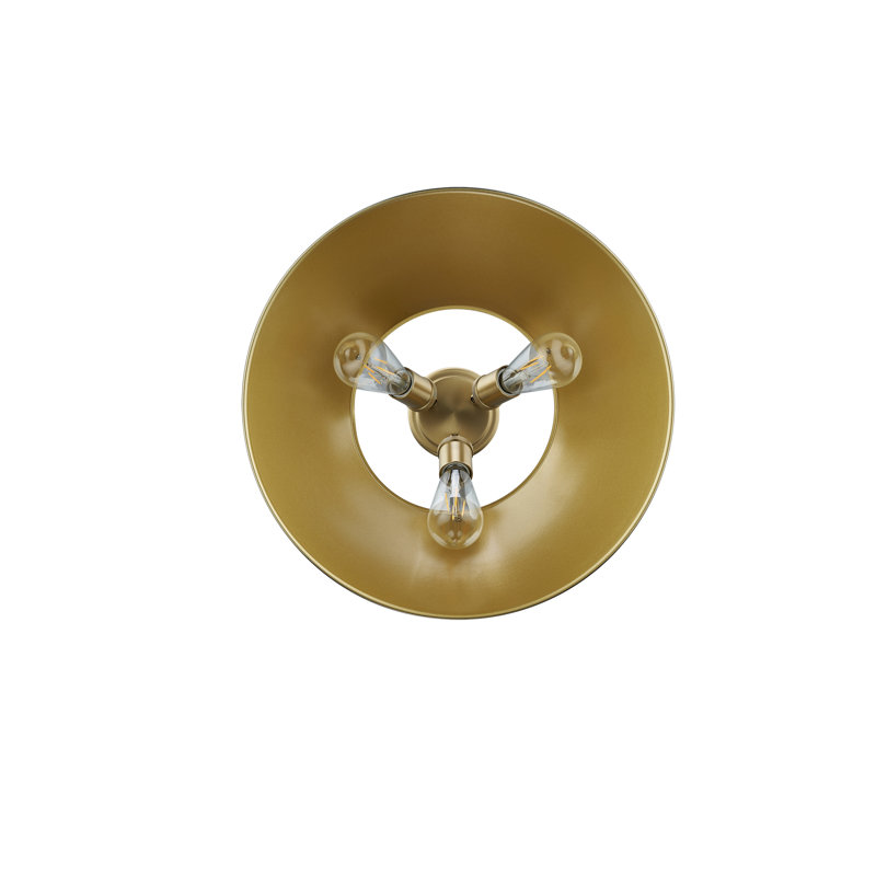 Plafonnier encastré 3 lumières Weatherford, Bronze champagne brossé, Laiton vieilli