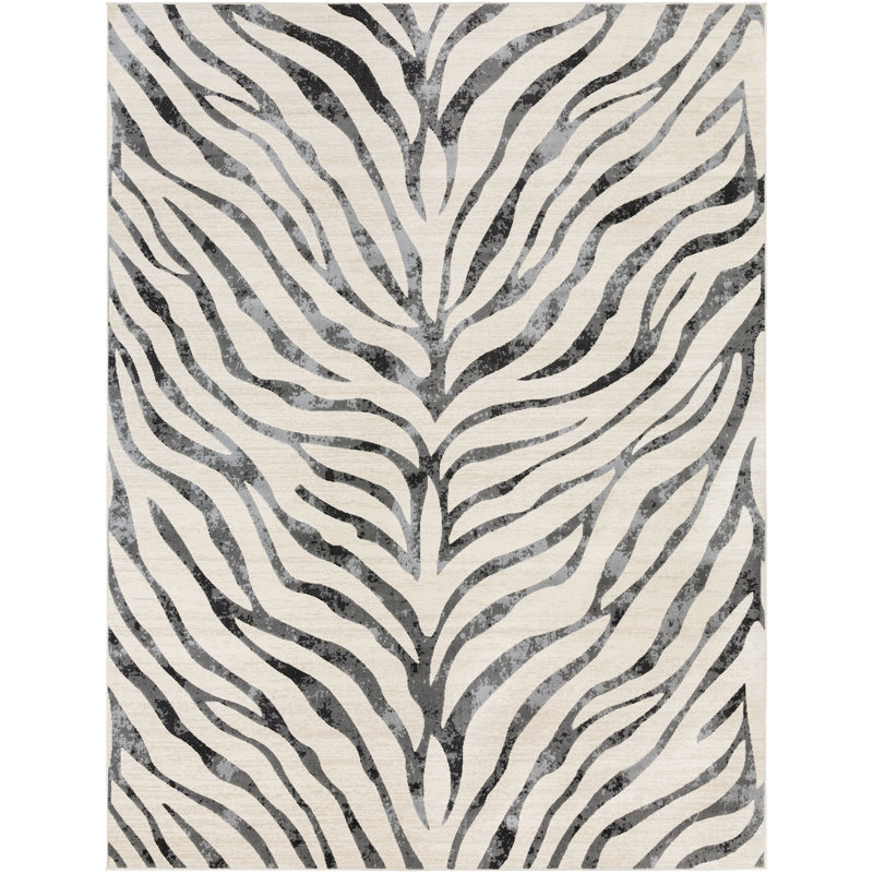Edsel Animal Print Taupe/Light Gray Area Rug, Rectangle 7' x 9'